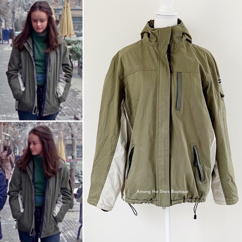 Rare Vintage Early 2000s Army Green Winter Coat ASO Rory in Gilmore Girls